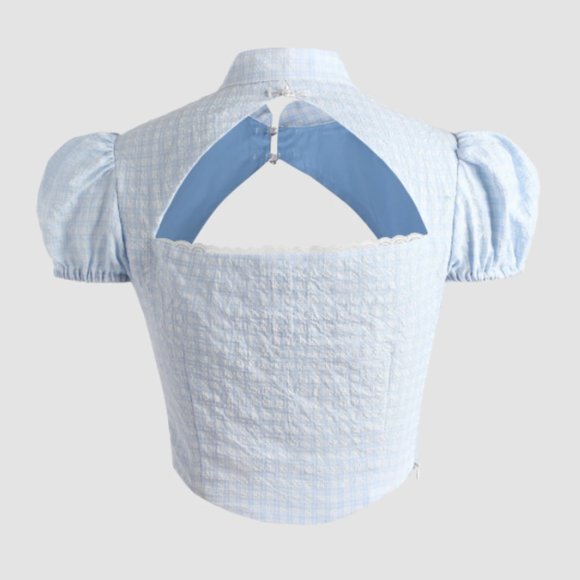 Puff Sleeve Check Top - Picture 2 of 3